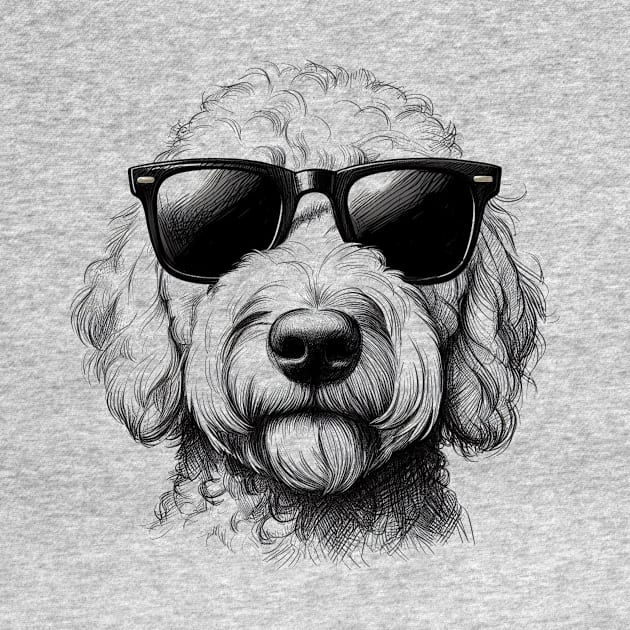 Goldendoodle Dog Wearing Sunglasses Drawing by TeeTrendz